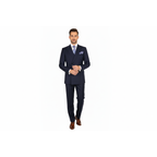 Men Apollo King Double Breasted Suit Classic Peak Lapel Pleated DM22 Navy Blue