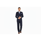 Men Apollo King Double Breasted Suit Classic Peak Lapel Pleated DM22 Navy Blue