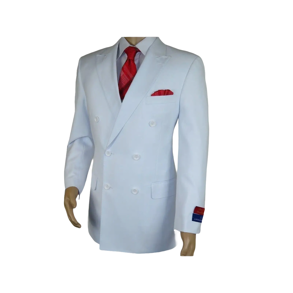 Men Apollo King Double Breasted Suit Classic Peak Lapel Pleated DM26 White - J.Valintin Men's Wear Legend - 21364