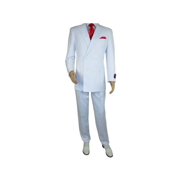 Men Apollo King Double Breasted Suit Classic Peak Lapel Pleated DM26 White - J.Valintin Men's Wear Legend - 21364