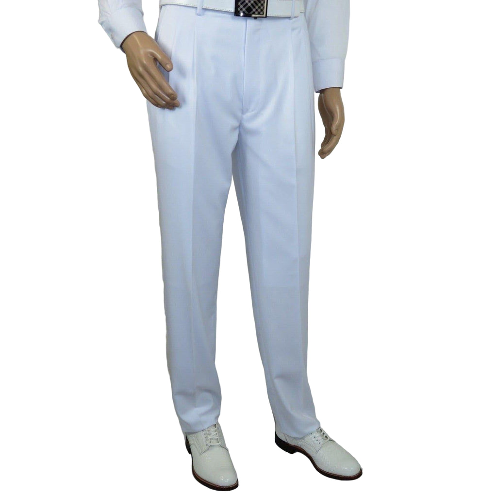 Men Apollo King Double Breasted Suit Classic Peak Lapel Pleated DM26 White - J.Valintin Men's Wear Legend - 21364