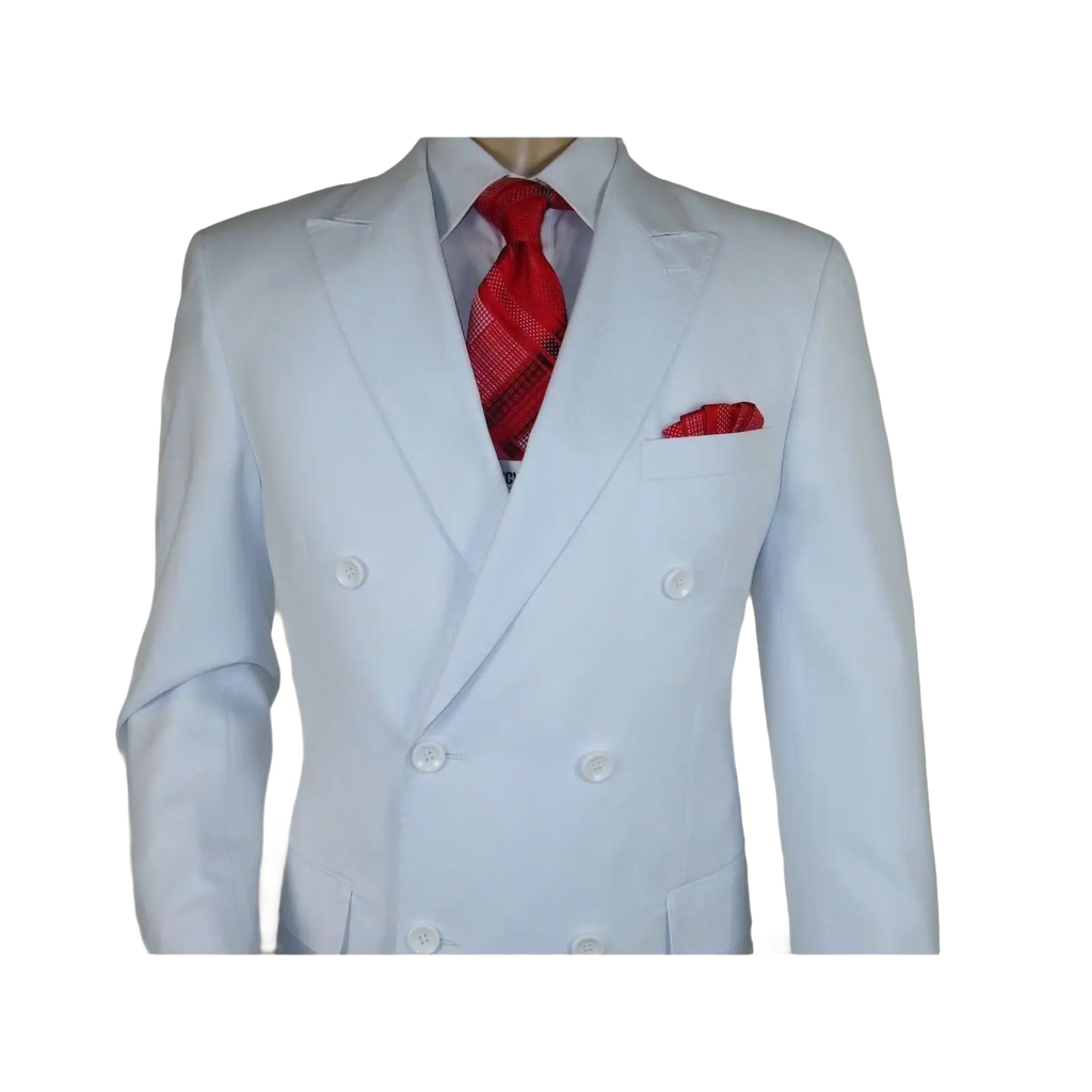 Men Apollo King Double Breasted Suit Classic Peak Lapel Pleated DM26 White - J.Valintin Men's Wear Legend - 21364