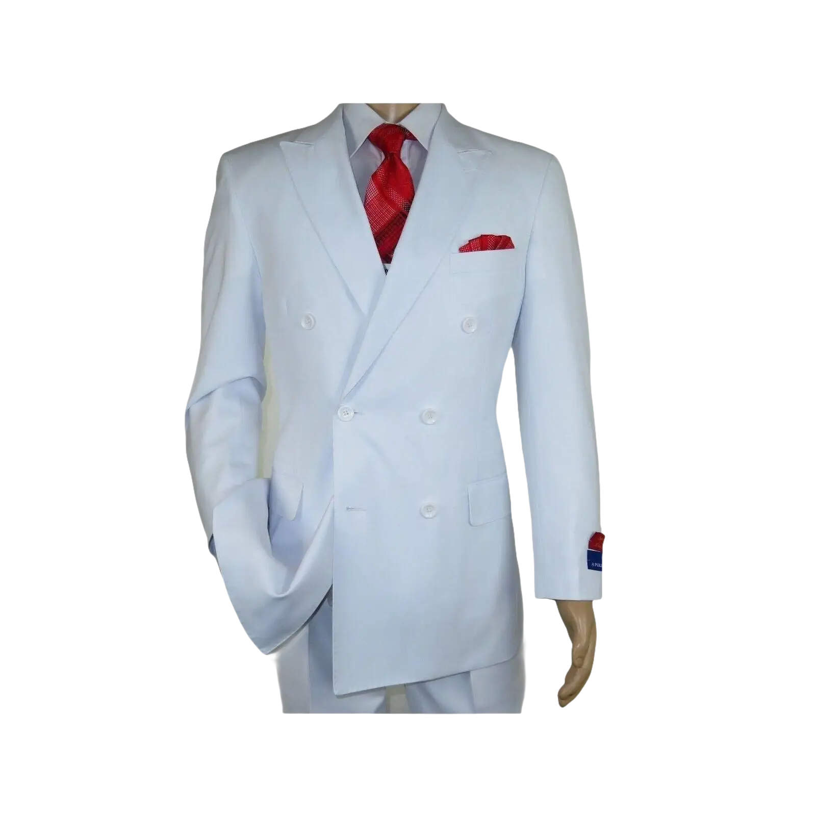Men Apollo King Double Breasted Suit Classic Peak Lapel Pleated DM26 White - J.Valintin Men's Wear Legend - 21364