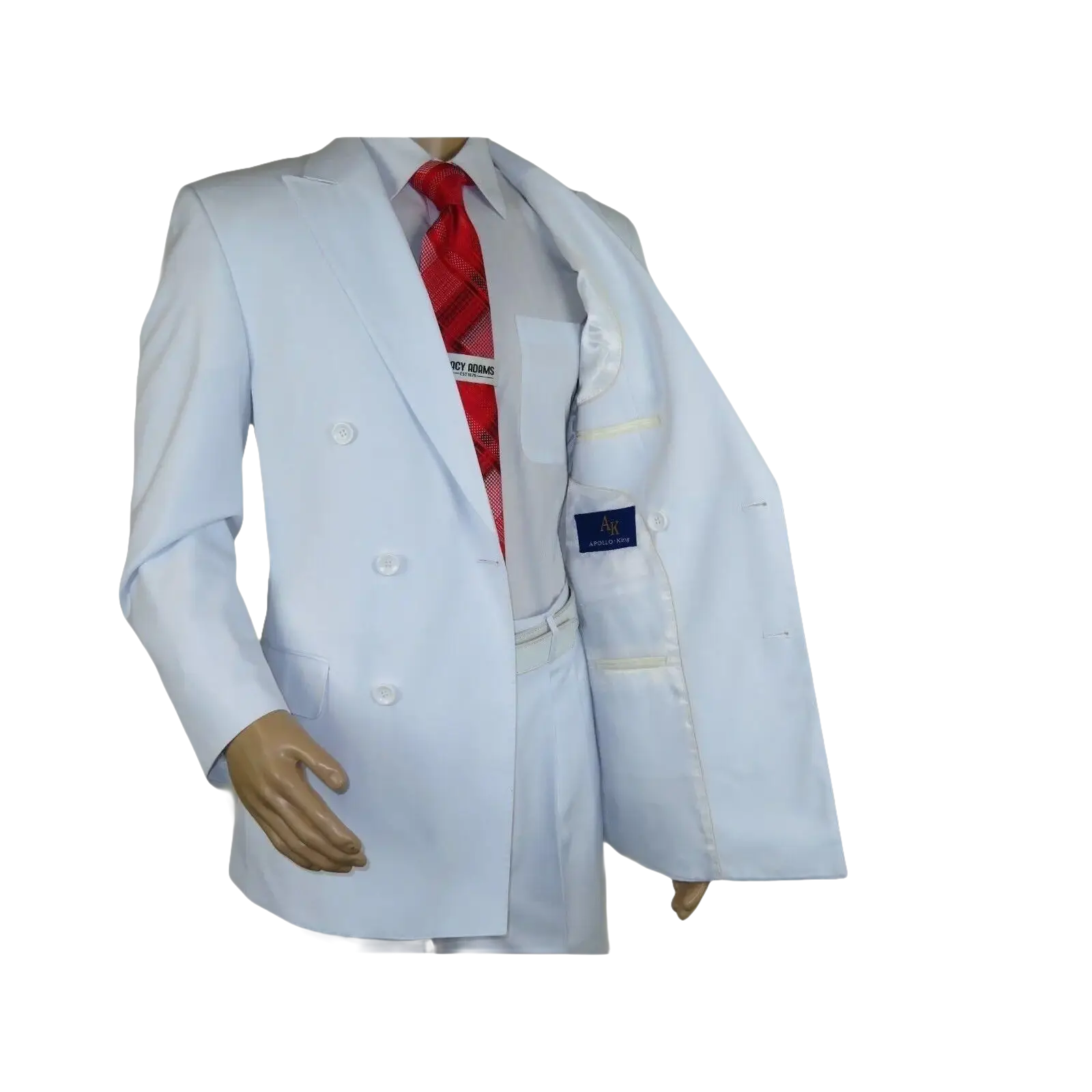 Men Apollo King Double Breasted Suit Classic Peak Lapel Pleated DM26 White - J.Valintin Men's Wear Legend - 21364