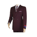 Men Apollo King Double Breasted Suit Classic Peak Lapel Pleated DM29 Burgundy - J.Valintin Men's Wear Legend - 21804