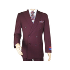 Men Apollo King Double Breasted Suit Classic Peak Lapel Pleated DM29 Burgundy - J.Valintin Men's Wear Legend - 21804