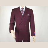 Men Apollo King Double Breasted Suit Classic Peak Lapel Pleated DM29 Burgundy - J.Valintin Men's Wear Legend - 21804