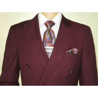 Men Apollo King Double Breasted Suit Classic Peak Lapel Pleated DM29 Burgundy - J.Valintin Men's Wear Legend - 21804