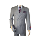 Men Apollo King Double Breasted Suit Classic Peak Lapel Soft Blend DM23 Gray - J.Valintin Men's Wear Legend - 21041