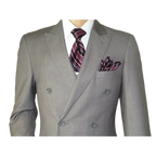 Men Apollo King Double Breasted Suit Classic Peak Lapel Soft Blend DM23 Gray - J.Valintin Men's Wear Legend - 21041