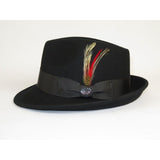 Men BENTLY HEADWEAR Hat Australian Wool Pinch Front Fedora Hudson HU420 Black - J.Valintin Men's Wear Legend - 17859