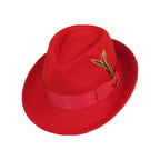 Men BENTLY HEADWEAR Hat Australian Wool Pinch Front Fedora HUDSON HU426 Red - J.Valintin Men's Wear Legend - 3334