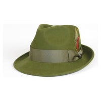 Men BENTLY HEADWEAR Hat Australian Wool Pinch Front Fedora Lite HU424 Olive - J.Valintin Men's Wear Legend - 20031