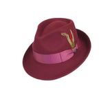Men BENTLY HEADWEAR Hat Australian Wool Pinch Front Fedora Lite HU425 Burgundy - J.Valintin Men's Wear Legend - 24092