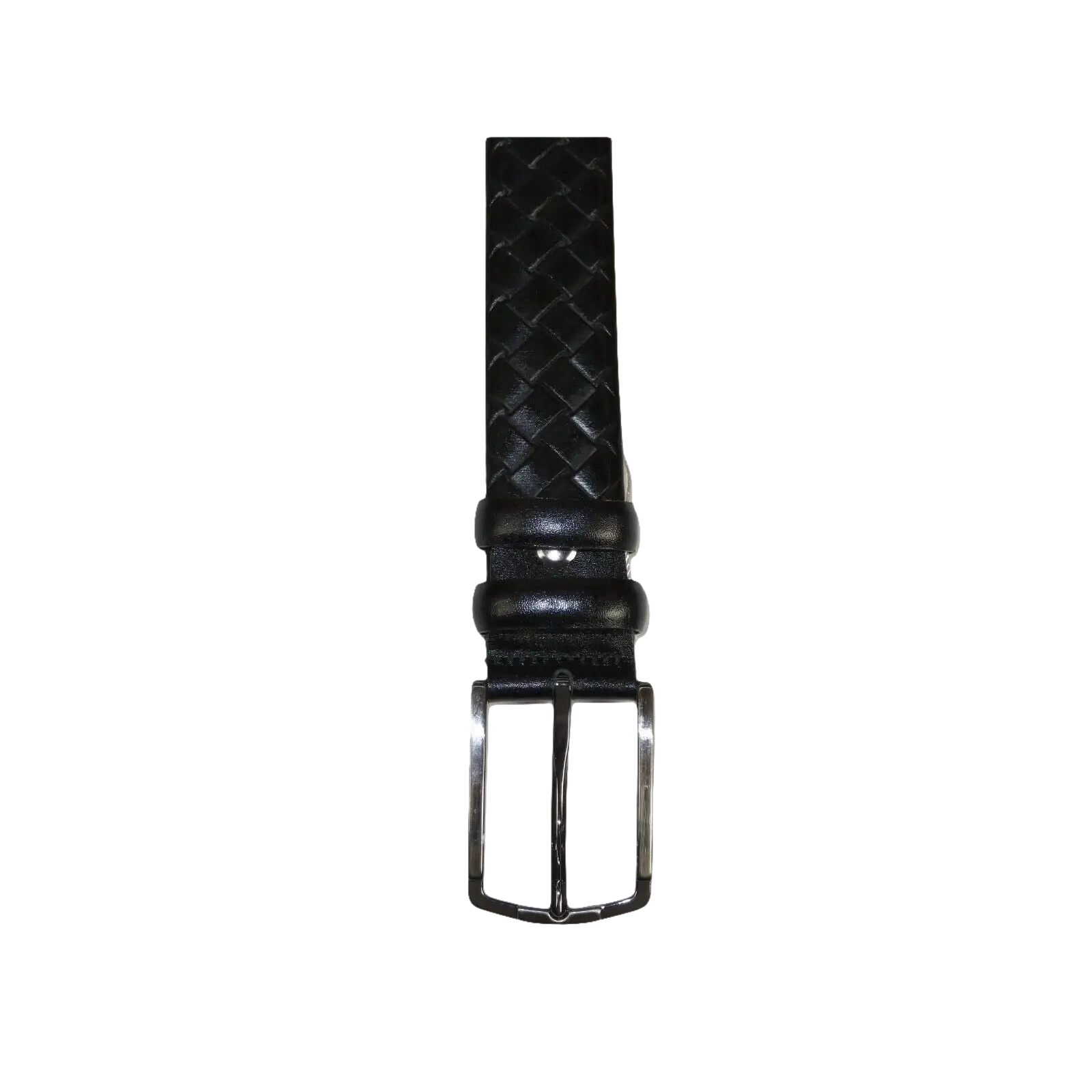Men Black Genuine Leather Belt PIERO ROSSI Turkey Soft Full Grain #Black Woven - J.Valintin Men's Wear Legend - 97316