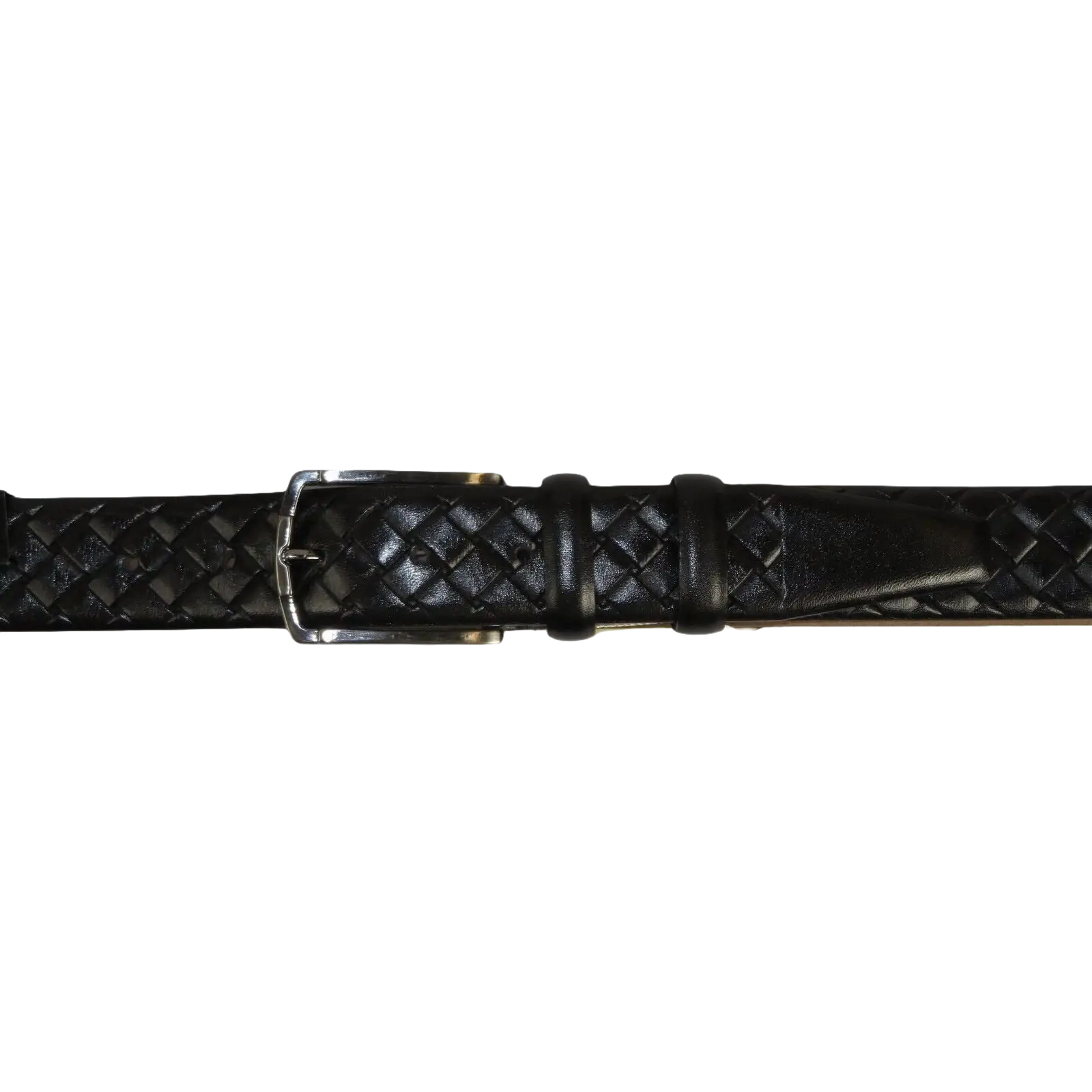 Men Black Genuine Leather Belt PIERO ROSSI Turkey Soft Full Grain #Black Woven - J.Valintin Men's Wear Legend - 97316