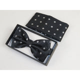 Men Bow Tie Hankie Formal Tuxedo, Business Suit #BT28 Dark Gray Polka Dot - J.Valintin Men's Wear Legend - 92528