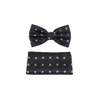 Men Bow Tie Hankie Formal Tuxedo, Business Suit #BT28 Dark Gray Polka Dot - J.Valintin Men's Wear Legend - 92528