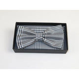 Men Bow Tie Hankie Formal Tuxedo, Business Suit #BT43 Black White Hounds tooth - J.Valintin Men's Wear Legend - 95516