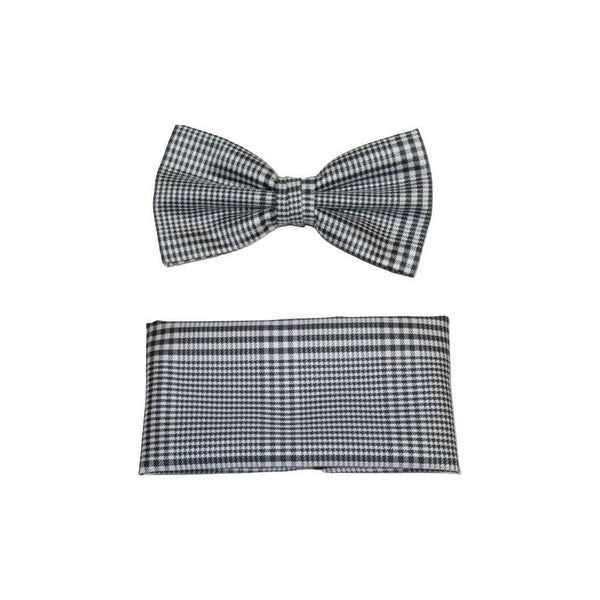 Men Bow Tie Hankie Formal Tuxedo, Business Suit #BT43 Black White Hounds tooth - J.Valintin Men's Wear Legend - 95516