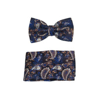 Men Bow Tie Hankie J.Valintin Formal or Business #BT36 Blue Brown Paisley - J.Valintin Men's Wear Legend - 92536