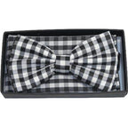 Men Bow Tie Hankie J.Valintin Formal Tuxedo, Business #BT9 Black White Checker - J.Valintin Men's Wear Legend - 92511