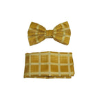 Men Bow Tie Hankie Set Formal Event For Tuxedo or Business Suit #BT37 Gold Fancy - J.Valintin Men's Wear Legend - 92537