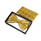 Men Bow Tie Hankie Set Formal Event For Tuxedo or Business Suit #BT37 Gold Fancy - J.Valintin Men's Wear Legend - 92537