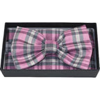 Men Bow Tie/Hankie Formal For Tuxedo or Business Suit #BT25 Pink Gray - J.Valintin Men's Wear Legend - 92525