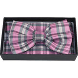 Men Bow Tie/Hankie Formal For Tuxedo or Business Suit #BT25 Pink Gray - J.Valintin Men's Wear Legend - 92525