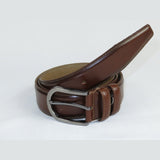 Men Brown Genuine Leather Belt PIERO ROSSI Turkey Soft Full Grain #Brown - B - J.Valintin Men's Wear Legend - 97242