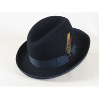 Men Bruno Capelo Dress Formal Hat Australian Wool Homburg Godfather GF102 Navy - J.Valintin Men's Wear Legend - Gf102 - Navy - S