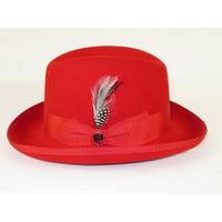 Men Bruno Capelo Dress Formal Hat Australian Wool Homburg Godfather GF105 Red - J.Valintin Men's Wear Legend - Gf105 - Red - S