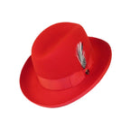 Men Bruno Capelo Dress Formal Hat Australian Wool Homburg Godfather GF105 Red - J.Valintin Men's Wear Legend - Gf105 - Red - S