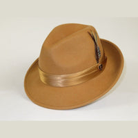 Men Bruno Capelo Dress Hat Australian Wool Crushable Fedora Giovani Un103 Camel - J.Valintin Men's Wear Legend - 73816