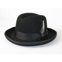 Men Bruno Capelo Dress Hat Australian Wool Homburg Godfather GF100 Black - J.Valintin Men's Wear Legend - 16377