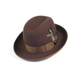 Men Bruno Capelo Dress Hat Australian Wool Homburg Godfather GF101 Brown - J.Valintin Men's Wear Legend - 19625