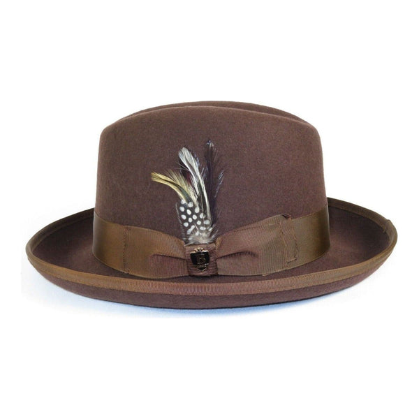 Men Bruno Capelo Dress Hat Australian Wool Homburg Godfather GF101 Brown - J.Valintin Men's Wear Legend - 19625