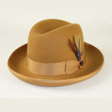 Men Bruno Capelo Dress Hat Australian Wool Homburg Godfather GF103 Camel Tan - J.Valintin Men's Wear Legend - 100295