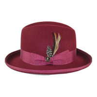 Men Bruno Capelo Dress Hat Australian Wool Homburg Godfather GF104 Burgundy - J.Valintin Men's Wear Legend - 19610