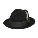 Men Bruno Capelo Fedora Hat Wool 100% Fine Australian Wool Marco MC940 Black - J.Valintin Men's Wear Legend - MC940 - Black - S