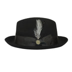 Men Bruno Capelo Fedora Hat Wool 100% Fine Australian Wool Marco MC940 Black - J.Valintin Men's Wear Legend - MC940 - Black - S