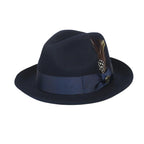Men Bruno Capelo Fedora Hat Wool 100% Fine Australian Wool Marco MC941 Navy - J.Valintin Men's Wear Legend - MC941 - Navy - S