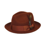 Men Bruno Capelo Fedora Hat Wool 100% Fine Australian Wool Marco MC943 Brandy - J.Valintin Men's Wear Legend - MC943 - Brandy - S