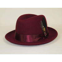 Men Bruno Capelo Hat Australian Wool Crushable Center Dent Florence FL524 Wine - J.Valintin Men's Wear Legend - FL524 - Burg - S