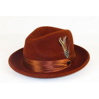 Men Bruno Capelo Hat Australian Wool Crushable Fedora Giovani UN114 Brandy Brown - J.Valintin Men's Wear Legend - un114 - brandy - S