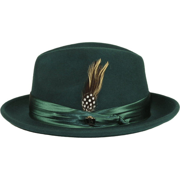 Men Bruno Capelo Hat Australian Wool Crushable Fedora Giovani Un116 Hunter Green - J.Valintin Men's Wear Legend - UN116 - Hunter - S