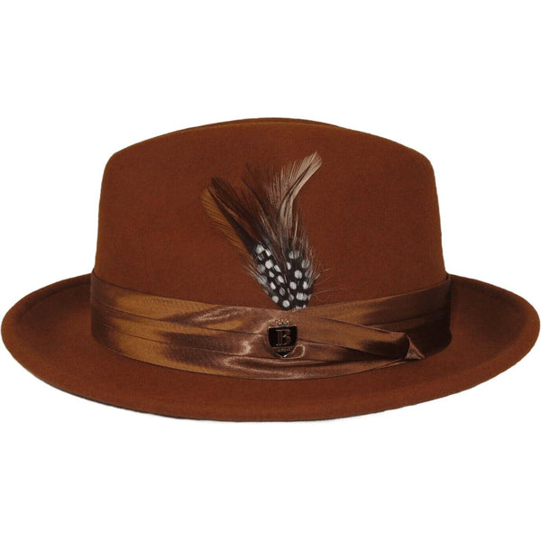 Men Bruno Capelo Hat Australian Wool Crushable Fedora Giovani UN125 Cognac Brown - J.Valintin Men's Wear Legend - 100287