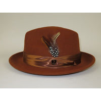 Men Bruno Capelo Hat Australian Wool Crushable Fedora Giovani UN125 Cognac Brown - J.Valintin Men's Wear Legend - 100287