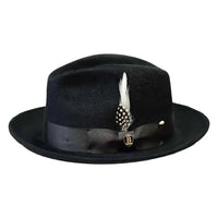 Men Bruno Capelo Hat Australian Wool Fur Look Fedora Beaver BV730 Black - J.Valintin Men's Wear Legend - BV730 - Black - S